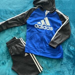 Adidas Kids Blue and Gray Hoodie Set